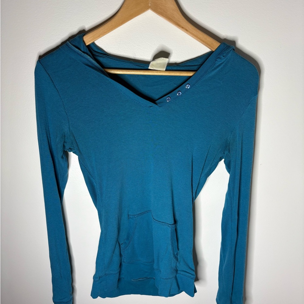 Teal V-Neck Women's Hoodie